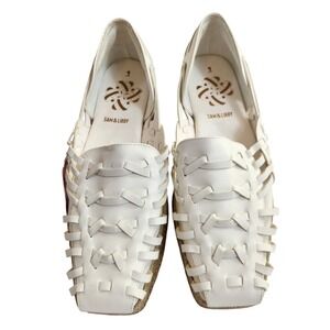 SAM & LIBBY Women's‎ Asha Espadrille Flats White Size 9 Woven Leather Shoes NWT